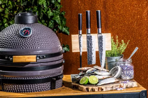 Style de Vie Style de Vie Magnetic knife block Oak with natural stone base (MagnEikSteen)