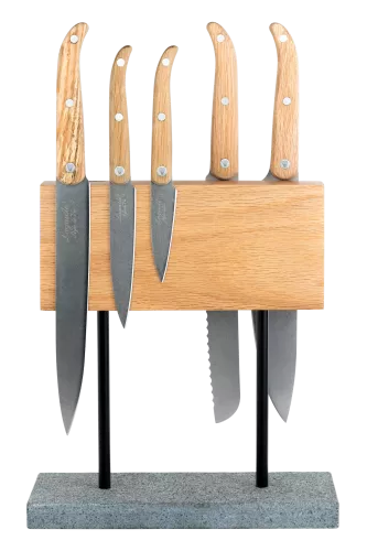 Style de Vie Style de Vie Magnetic knife block Oak with natural stone base (MagnEikSteen)