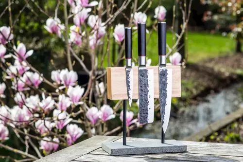 Style de Vie Style de Vie Magnetic knife block Oak with natural stone base (MagnEikSteen)