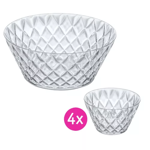 Koziol Crystal Salad Bowl 3.5 liters with 4 Bowls