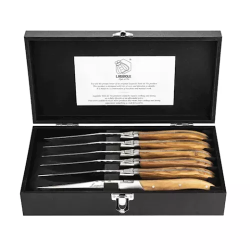 Laguiole Style de Vie Luxury Line Steak Knives Olive Wood (6 pcs)
