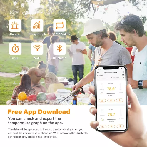 Inkbird BBQ Thermometer Inkbird IBBQ-4BW Thermometer with LCD WiFi BT (IBBQ-4BW)