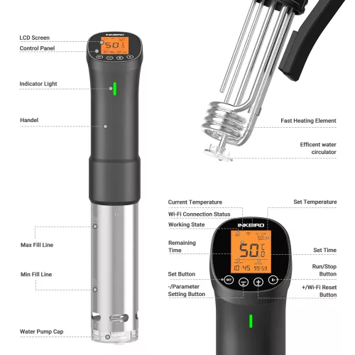 Inkbird BBQ Thermometer INKBIRD ISV-200W WiFi Sous Vide Stick Cooker (ISV-200W)