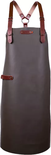 Xapron Bovine Apron Taupe Leather with Shoulder Straps X-Large