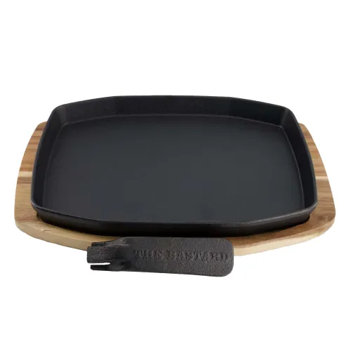 The Bastard Cast Iron Hotplate with Bamboo Shelf 24x32 cm