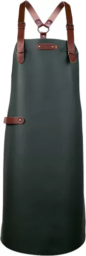 Xapron Bovine Apron Dark Green Leather with Shoulder Straps Large