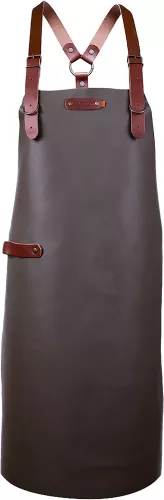 Xapron Bovine Apron Taupe Leather with Shoulder Straps Large