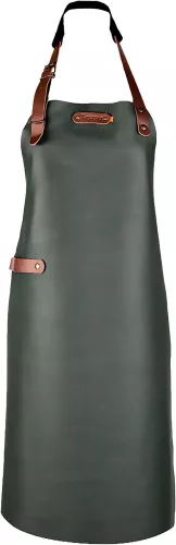 1x Bovine Apron with Neckband Medium Dark Green Leather