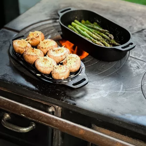 Valhal Outdoor Valhal Dutch Oven Cast Iron Casserole with Grill Lid Oval 2 Liters (VH2L)