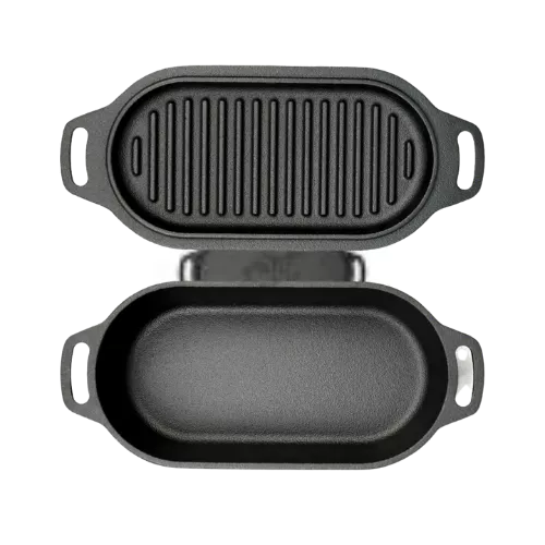 Valhal Outdoor Valhal Dutch Oven Cast Iron Casserole with Grill Lid Oval 1 Liter (VH1L)