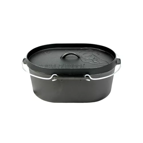 Valhal Dutch Oven Cast Iron Casserole with Grill Lid Oval 9 Liters